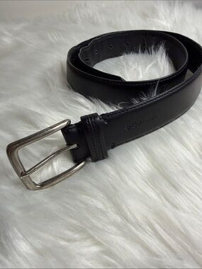 Columbia Black Leather Belt with Silver Buckle